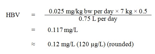Figure 2 - Using this TDI, the HBV for total manganese in drinking water 