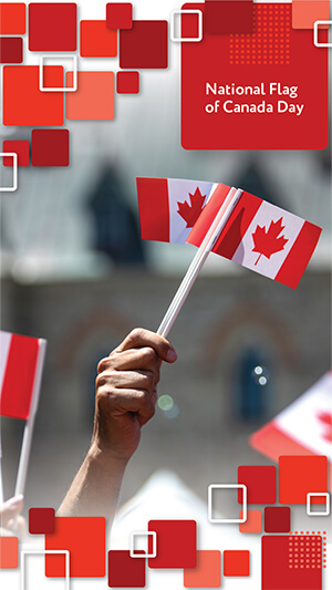 Visual for Facebook/Instagram with the text National Flag of Canada Day