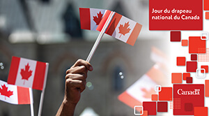 Visuel pour Facebook, Twitter ou LinkedIn avec les mots Jour du drapeau national du Canada
