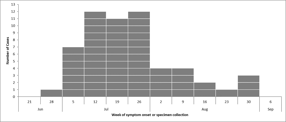 Figure 1: Number of people infected with Salmonella Enteritidis