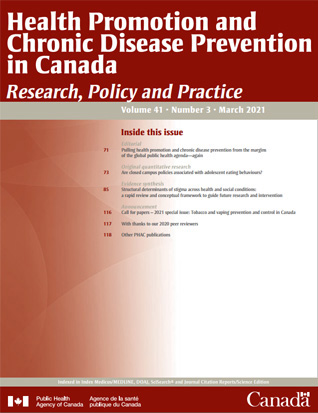 Health Promotion and Chronic Disease Prevention in Canada, Vol 41, No 3, March  2021