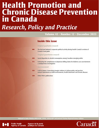 Health Promotion and Chronic Disease Prevention in Canada, Vol 43, No 12, 2023