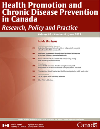 Health Promotion and Chronic Disease Prevention in Canada, Vol 43, No 6, 2023