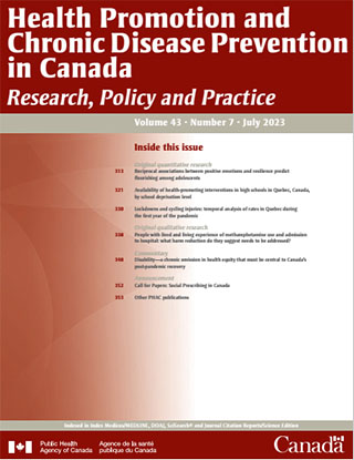 Health Promotion and Chronic Disease Prevention in Canada, Vol 43, No 7, July 2023