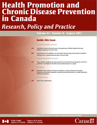 Health Promotion and Chronic Disease Prevention in Canada, Vol 43, No 8, 2023