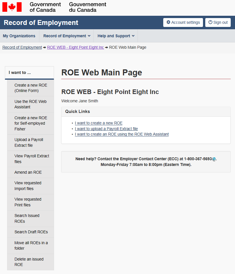 Figure 1: ROE web main page