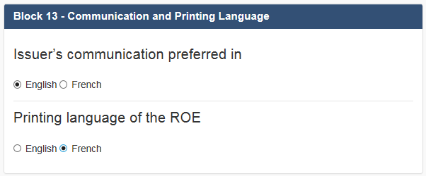Figure 26: Communication and Printing Language