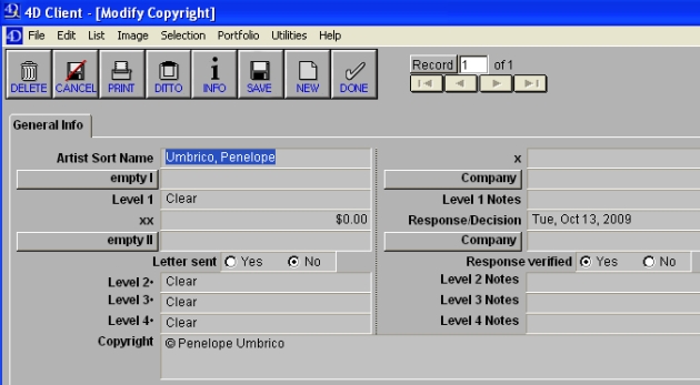 EmbARK software Copyright Screen as used at San Francisco Museum of Modern Art