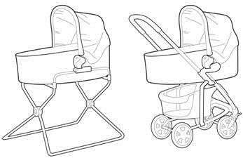 Figure 2: a bassinet on a stand and on a stroller