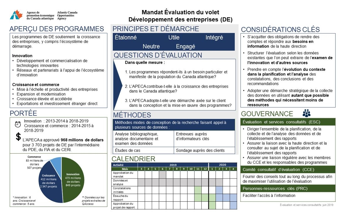 Annexe E – Survol du mandat de l’évaluation du développement des entreprises