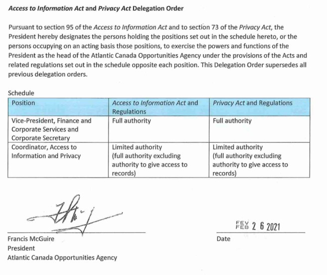 Delegation Order