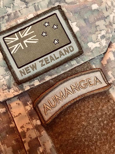 Volunteers awarded an Aumangea tab wear it with pride, as a symbol of their warrior spirit. Photo: WO2 Johno Stevens (Facebook)