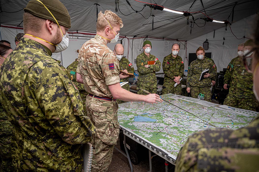 Canadian Armed Forces members participate in Exercise UNIFIED RESOLVE 2022 at Garrison Petawawa. UNIFIED RESOLVE is a distributed exercise taking place in Petawawa and Kingston, Ontario, and Edmonton Alberta, held from 30 January to 4 February 2022. Photo: Cpl Melissa Gloude, Canadian Armed Forces Imagery Technician. ©2022 DND-MDN Canada.