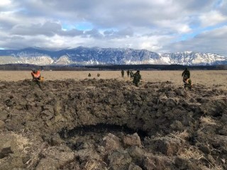 Craters created during explosives training