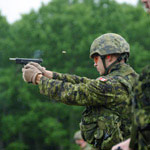 The Browning 9-mm pistol.