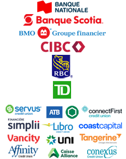 Mosaïque des logos des banques partenaires de connexion