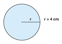 A circle with a radius of 4 centimetres.