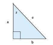 a diagram of a right-angled triangle where c is the hypotenuse and s is marked at the angle opposite side b.