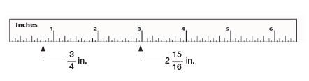a diagram of a ruler with 3/4 inch and 215/16 clearly marked
