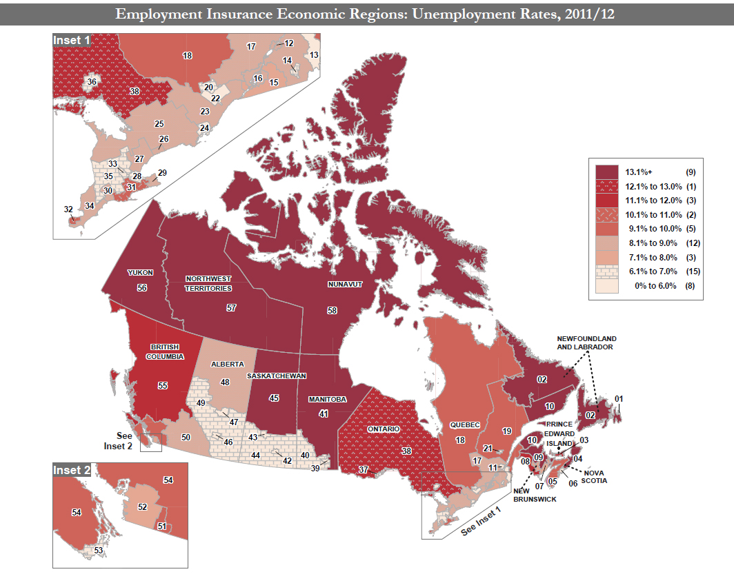 Employment Insurance Economic Regions: Unemployment Rates, 2011-12