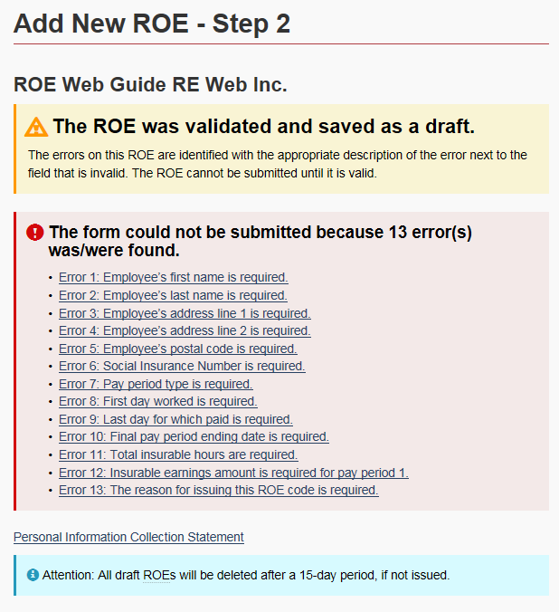 Figure 29: Errors on the ROE