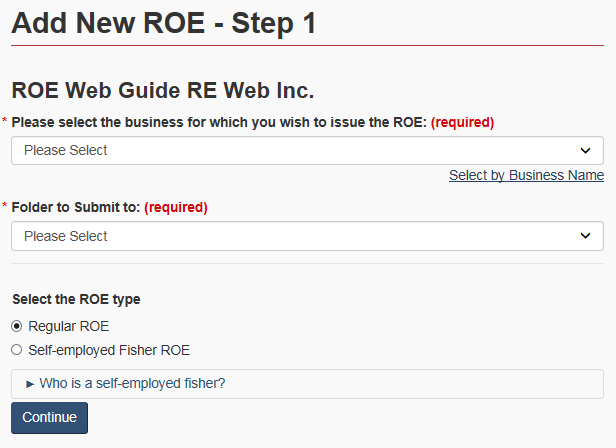 Figure 3: Add new ROE – step 1