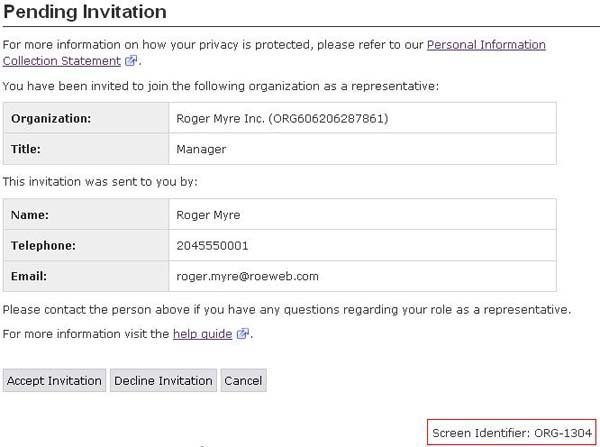 Representation of the link to Accept Invitation, Decline Invitation.