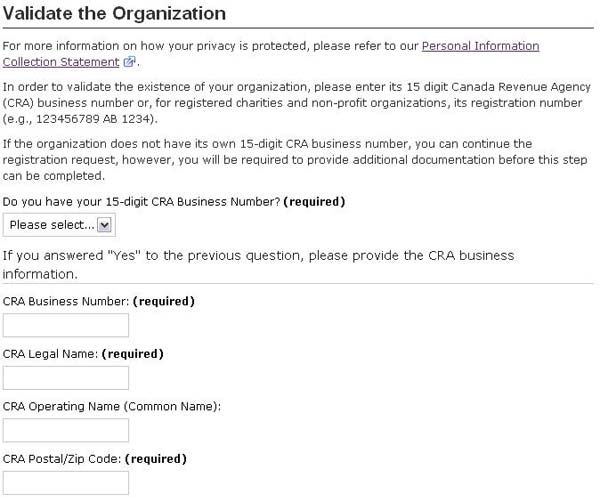 Representation of the field Validate the Organization page.