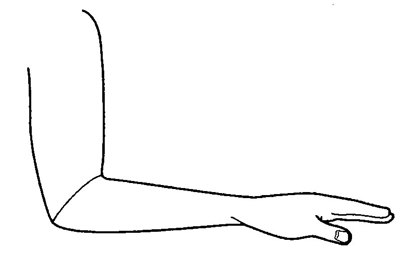 Forearm flat with palm turned down