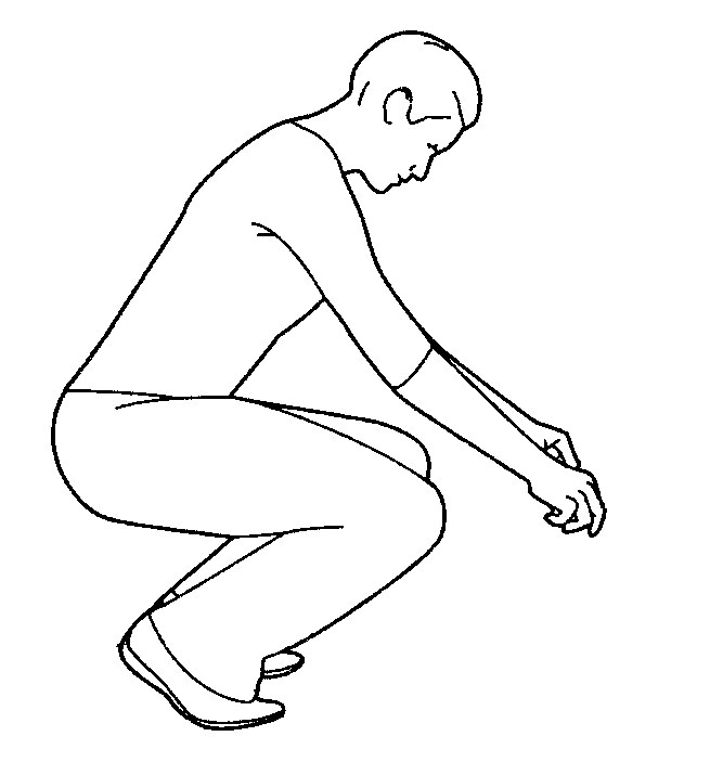 Person squatting.