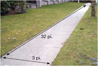 Photographie d’un trottoir avec dimensions en pieds