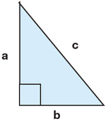 Triangle rectangle dont l'hypoténuse est le côté c.