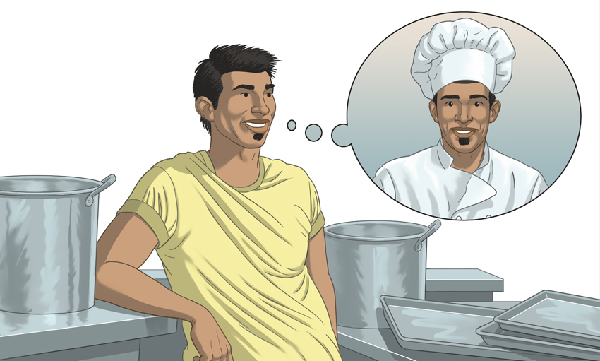 Carlos imagine devenir cuisinier.