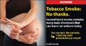 Pregnant woman pushing away a hand holding a cigarette.