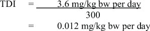 Figure 1 - The equation used for calculating the tolerable daily intake for MCPA