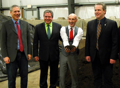 Officials visit the new facility.<br>
In the photo (Left to Right):
John Streicker, Whitehorse councilor;
Dan Curtis, Mayor of Whitehorse;
Ryan Leef, Member of Parliament for Yukon; and
Brad Cathers, Minister of Community Services.