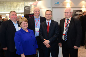 The Honourable Gail Shea, Minister of Fisheries and Oceans, and Newfoundland and Labrador industry representatives from Ocean Choice International. Left to right: Blaine Sullivan, Minister Shea, Martin Sullivan, Senator David Wells and Loyola Sullivan.