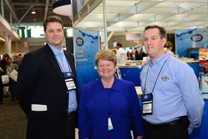March 16, 2014: The Honourable Gail Shea, Minister of Fisheries and Oceans, and New Brunswick industry representatives from True North Salmon at Seafood Expo North America. Left to right: Andrew Lively (Director, Marketing), Minister Shea and Ivan Nowlan (General Manager, Atlantic Fish Specialties).
