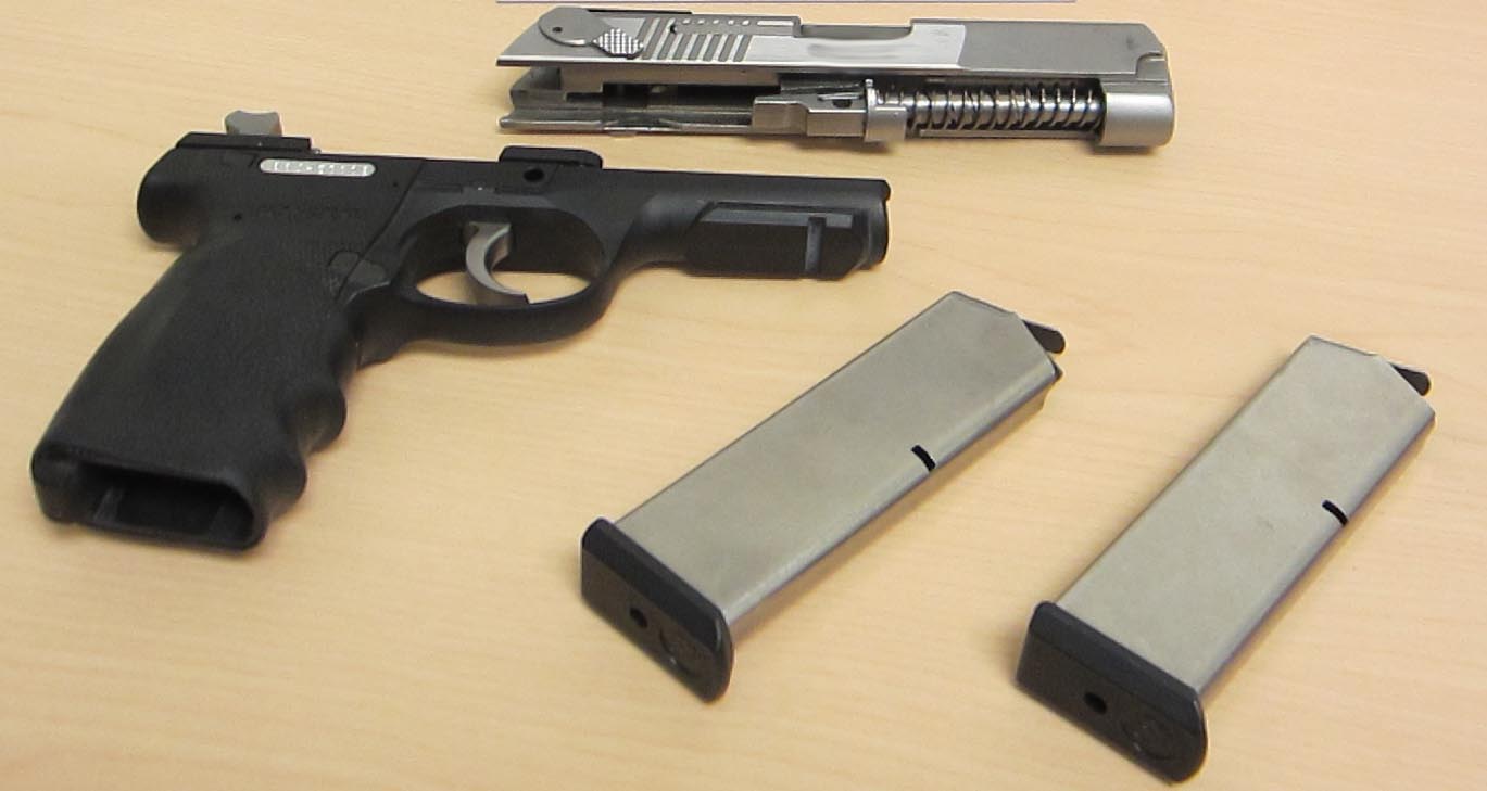 Firearm and magazines seized at Coutts on June 16, 2014.