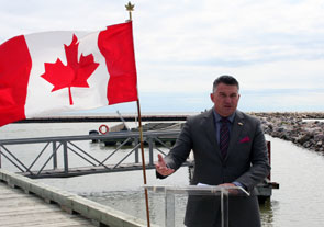 In Hnausa on June 26, 2014, Member of Parliament for Selkirk Interlake James Bezan, made a $1.8 million funding announcement for Manitoba¿s fishing harbours. 