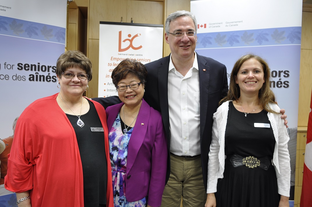 Ms. Ruth Cohen, Recreation, Education and Special Events, Bernard Betel Centre; Minister of State Wong; Mr. Adler; and Julia Migounova, Community Support Services, Outreach and Healthy at Home, Bernard Betel Centre.