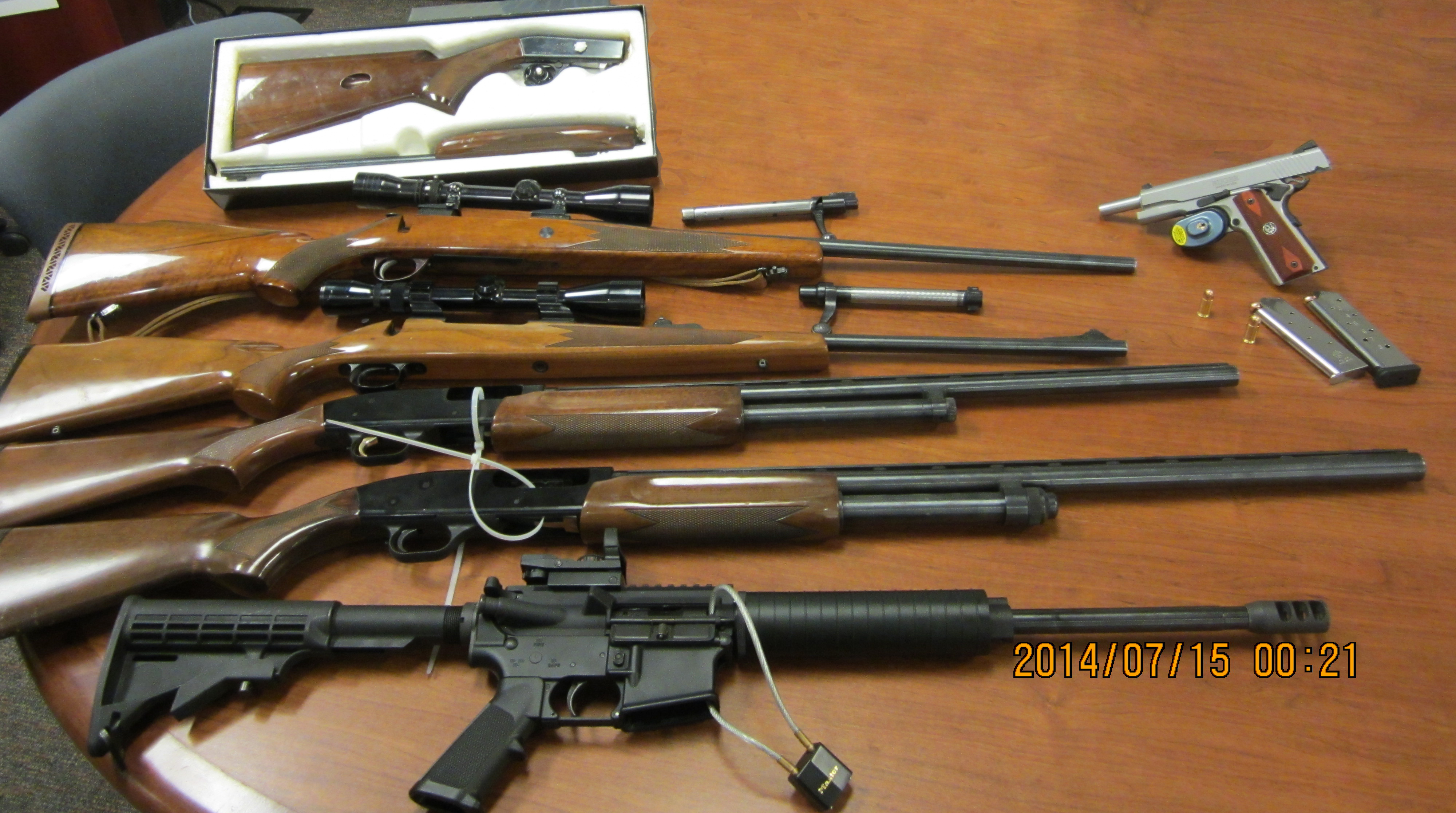 Firearms seized at Coutts on July 14, 2014. 
