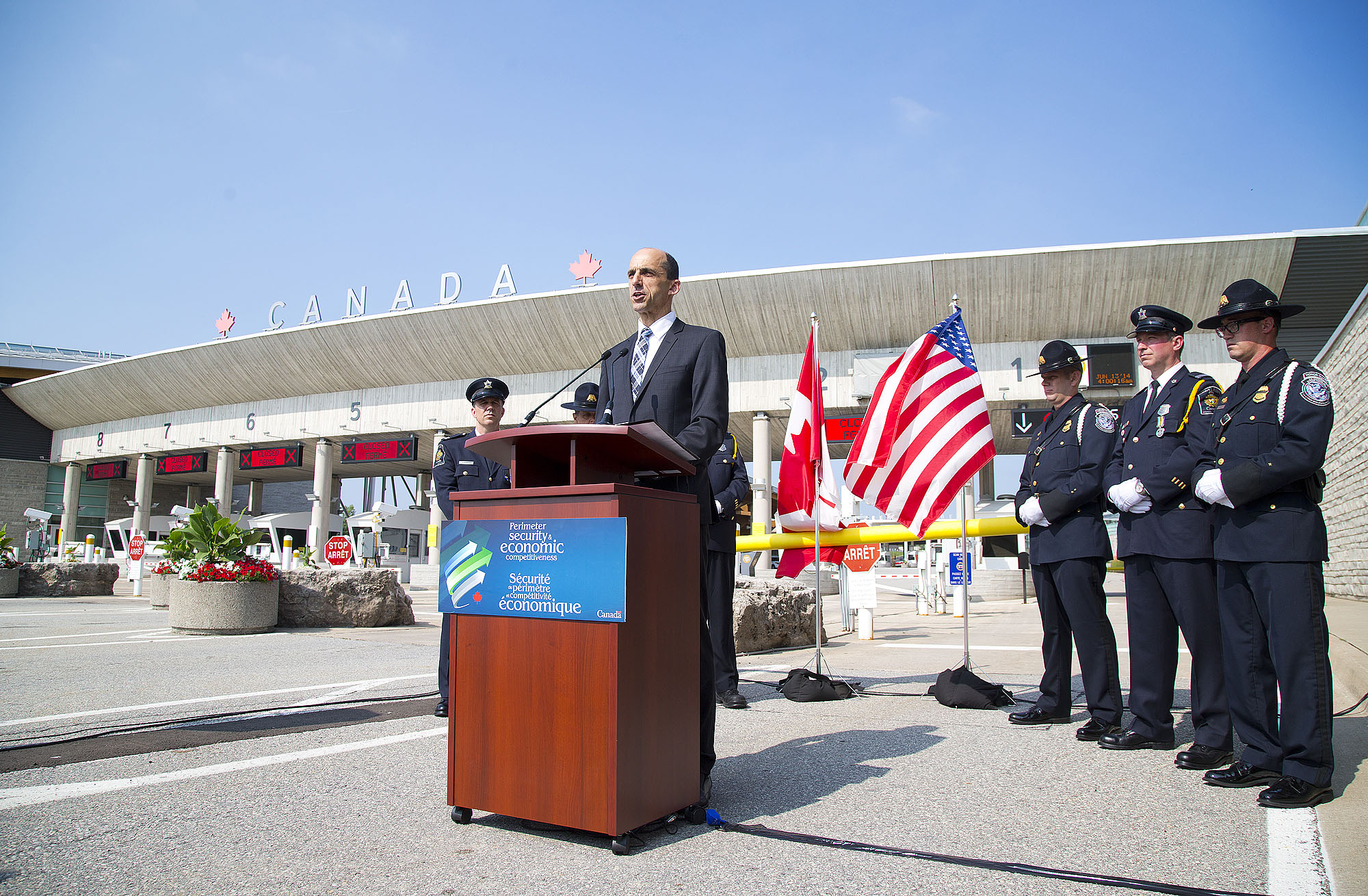 The Honourable Steven Blaney, Minister of Public Safety and Emergency Preparedness, in Fort Erie, Ontario, on Monday, July 21, 2014, to announce that Canada and the U.S. are delivering on key Beyond the Border Action Plan commitments related to joint Trusted Traveller and Trusted Trader programs.