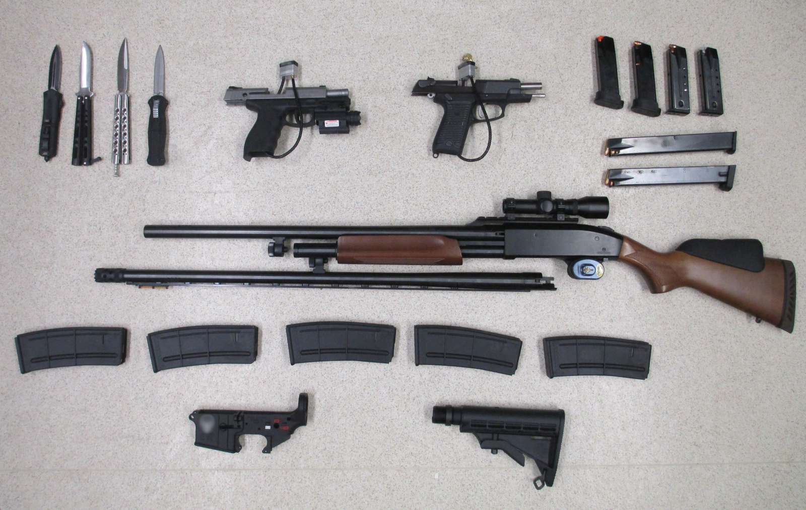 Large cache of weapons seized at North Portal on July 19, 2014