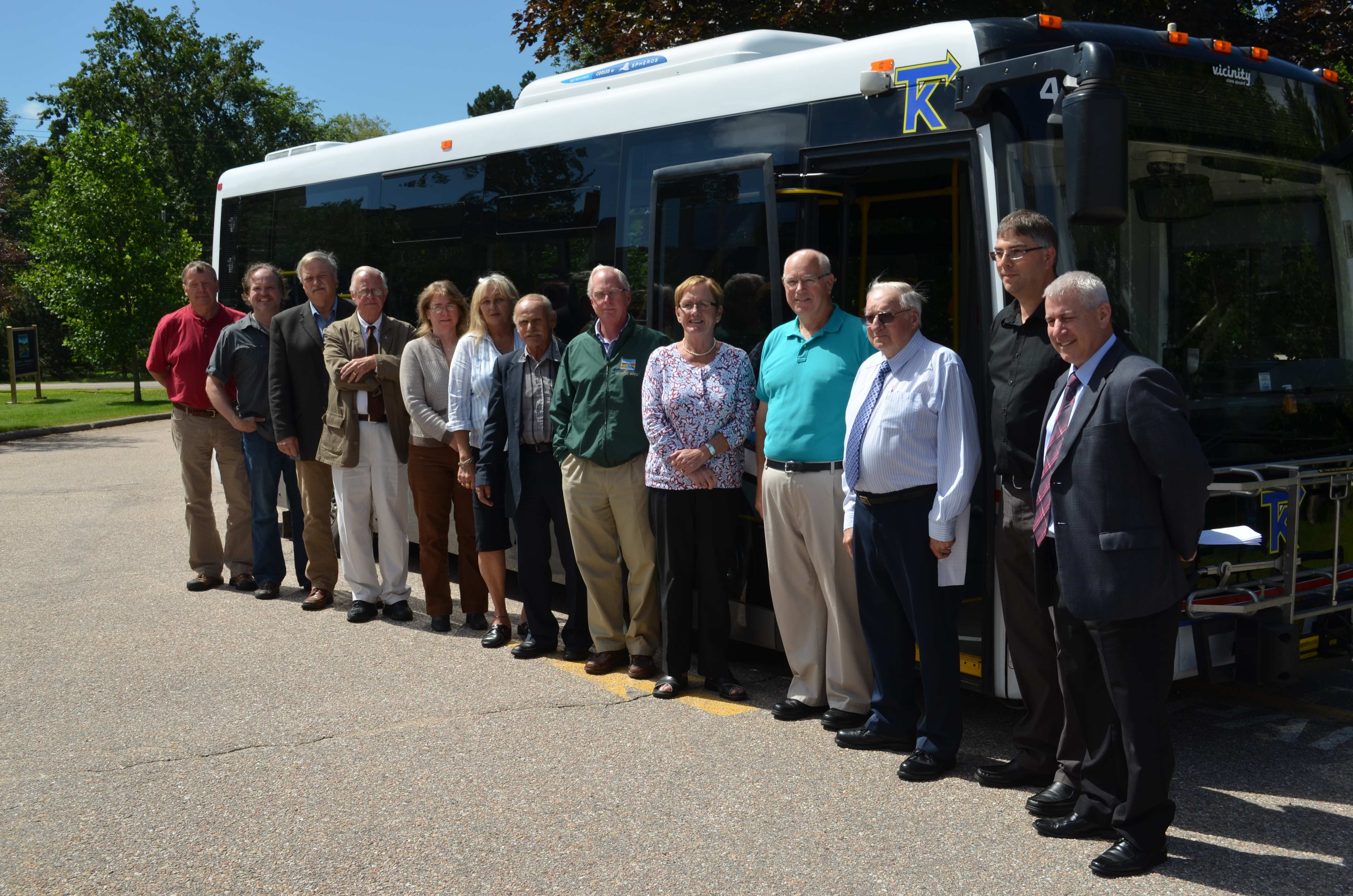 From left to right:

Councillors Chipman, Habinski, McDonald, Morrison, Roberts, LeBlanc, Fowler and Heming; Deputy Warden Wilkins; MP Kerr; Warden Ritchie; Mr. Foster;  and CAO Ferguson.

 
