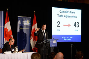 Le ministre de l'Industrie James Moore discute des moyens de renforcer l'économie du Canada, Le 15 septembre 2014 ¿ Ottawa ¿ Industrie Canada