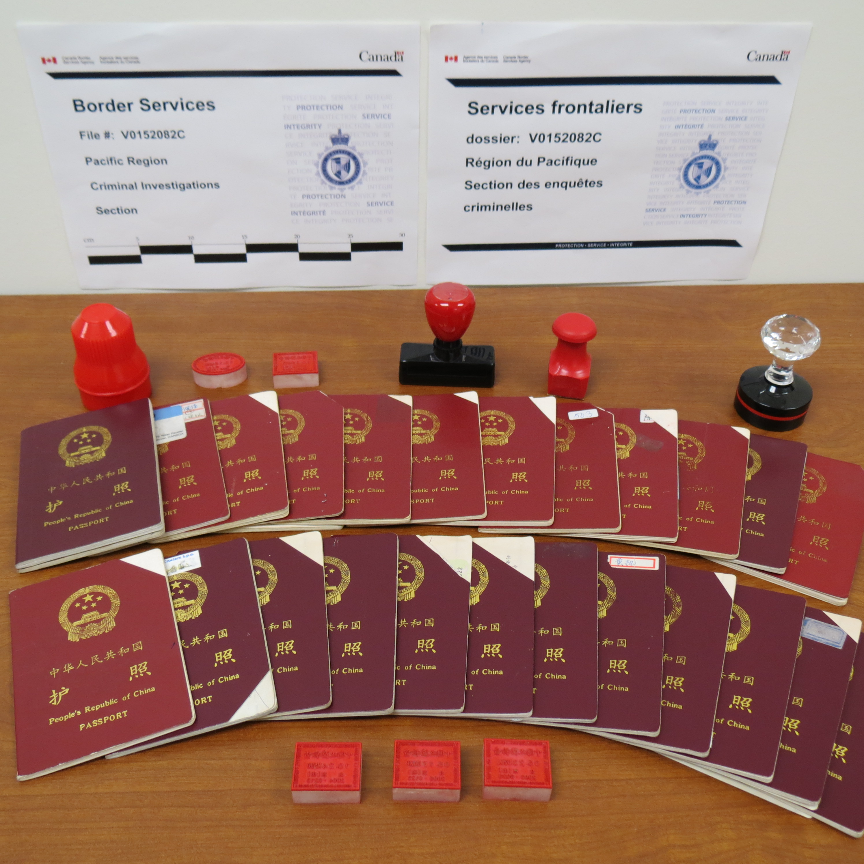Passports with forged stamps seized by the CBSA