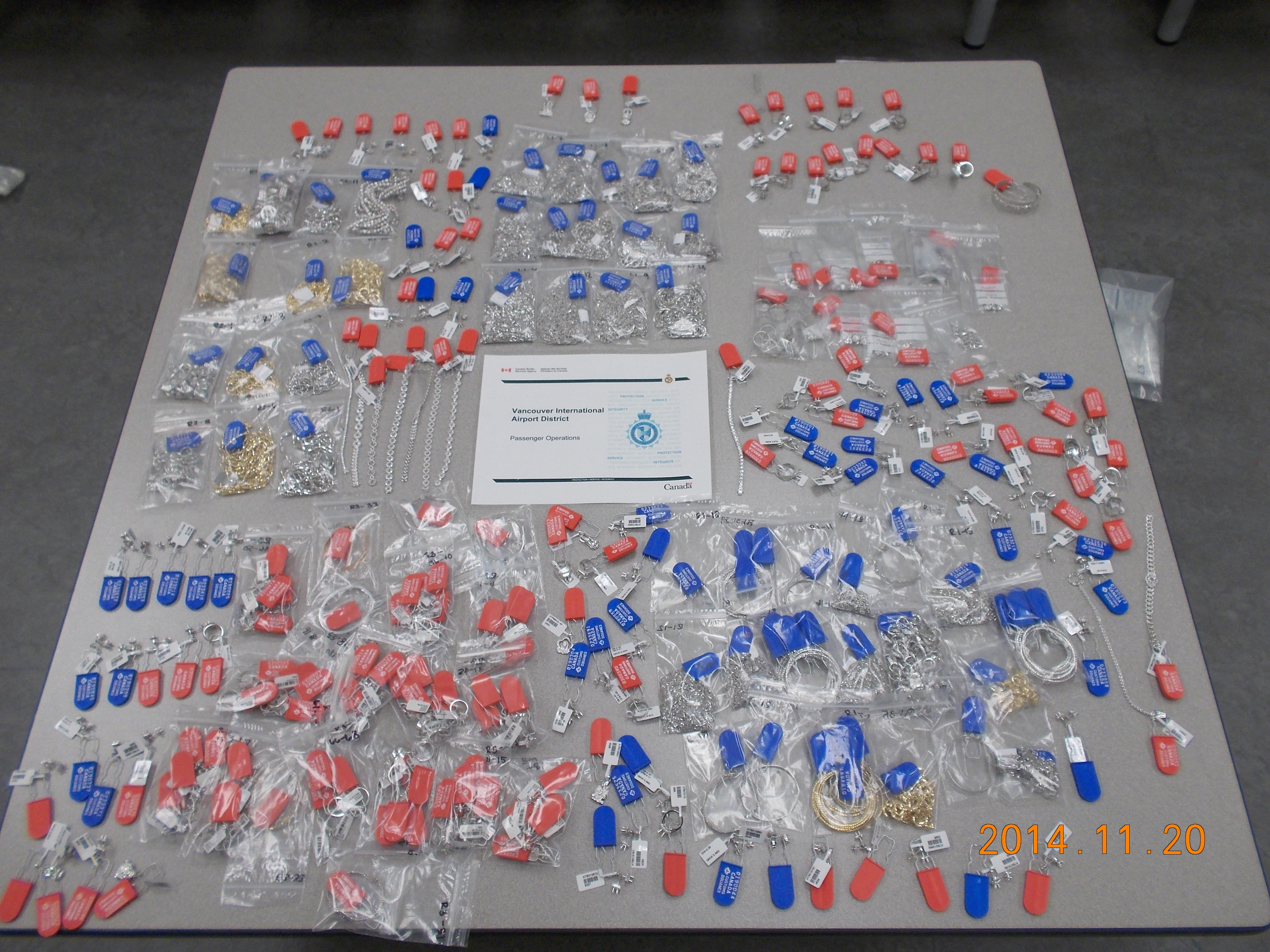 Undeclared jewelry concealed around a traveller's ankles was seized at the Vancouver International Airport. 