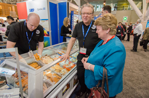 The Honourable Gail&nbsp;Shea, Minister of Fisheries and Oceans, and Groupe Ferron representatives at the Seafood Expo North America&nbsp;2015 (left to right: Daniel&nbsp;Chagnon, Vice-President, Sales and Marketing; Sébastien&nbsp;Bouchard, Chief Operating Officer).