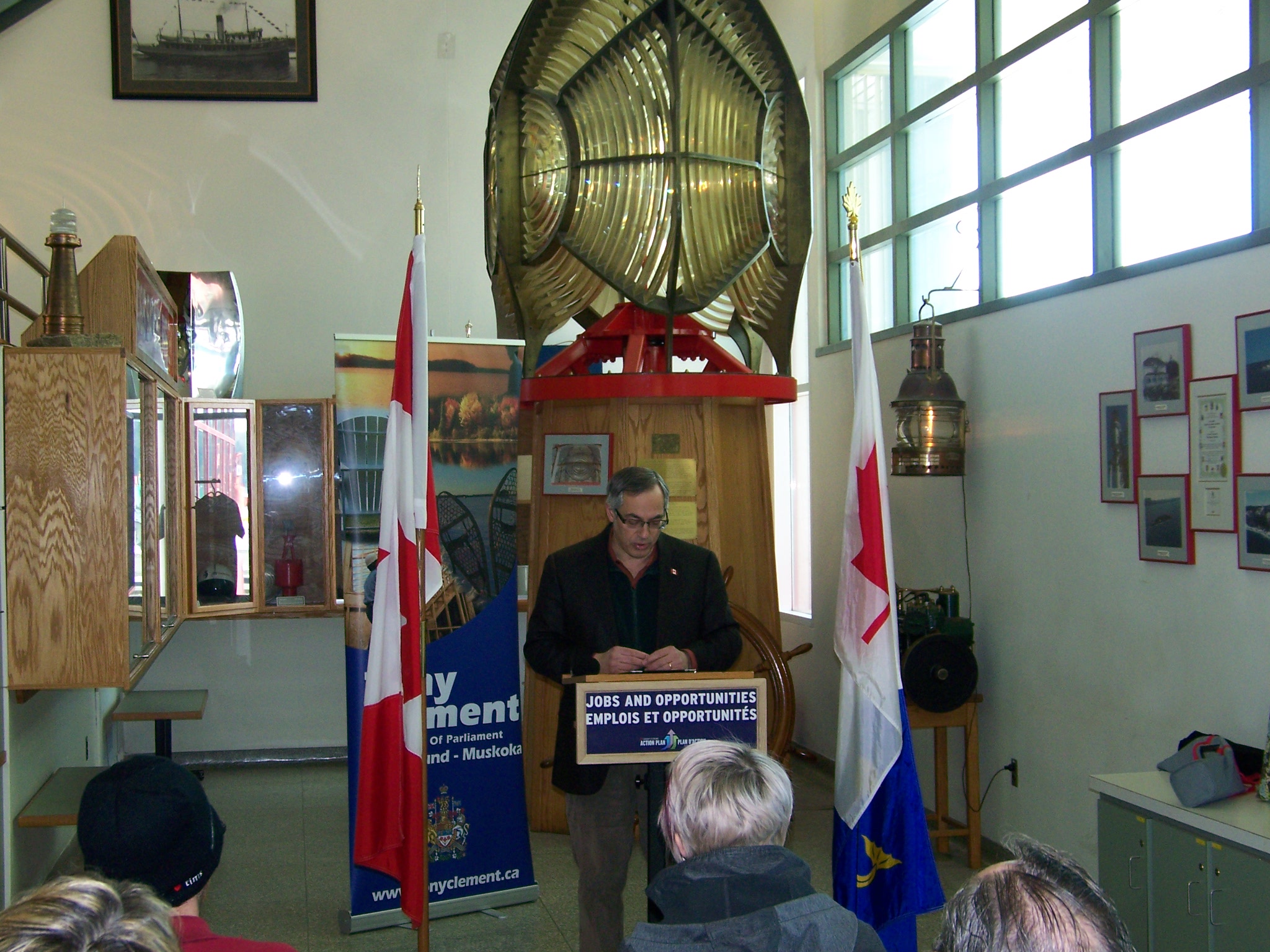 The Honourable Tony Clement, President of the Treasury Board and MP for Parry Sound-Muskoka announces in Parry Sound a federal government infrastructure investment in the region. 